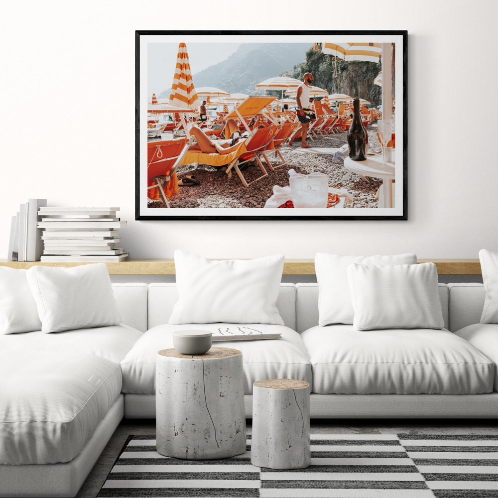 Zesty Shade Positano wall art framed print styled in a room view 3