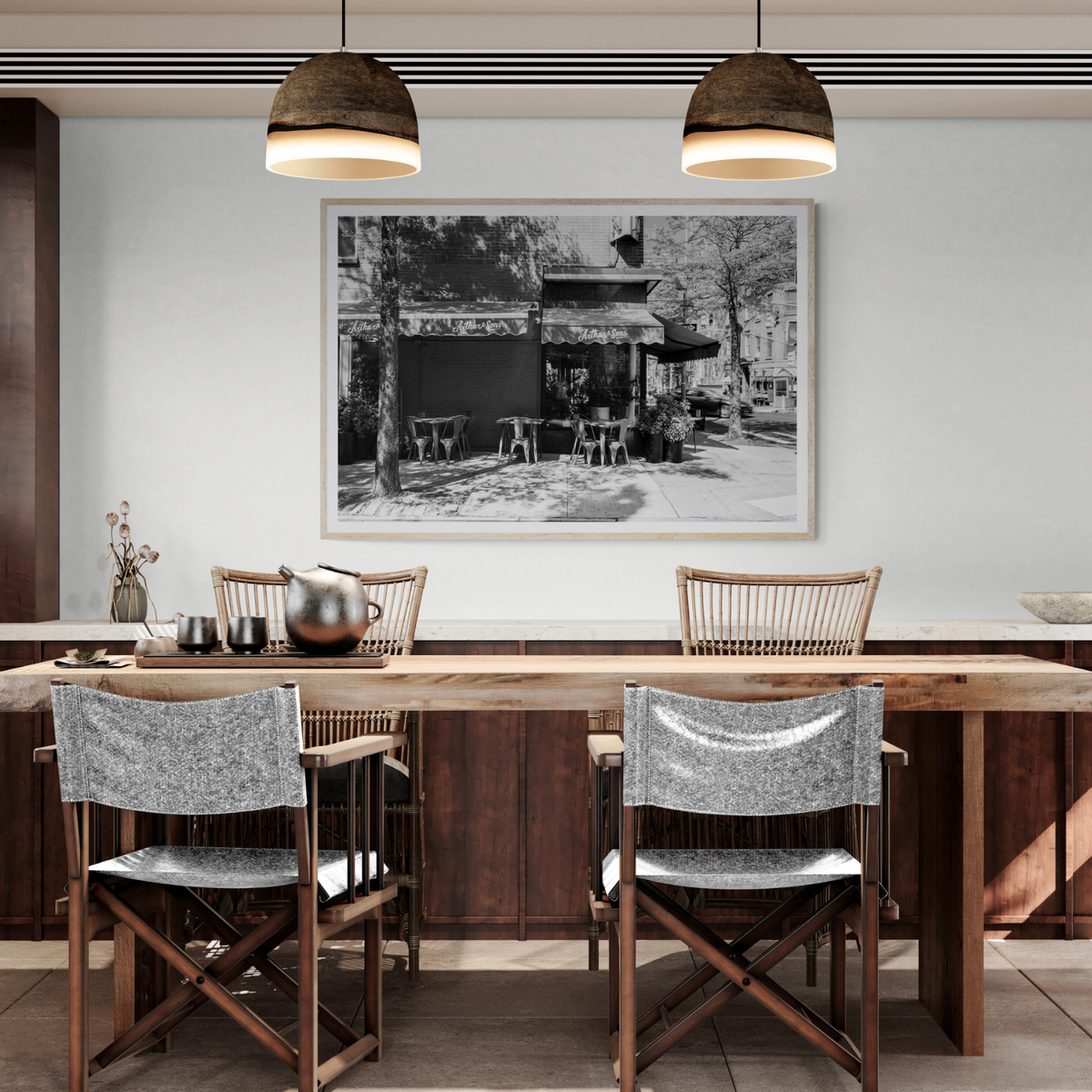 Arthur's Corner New York NYC Restaurant wall art framed print styled in a room