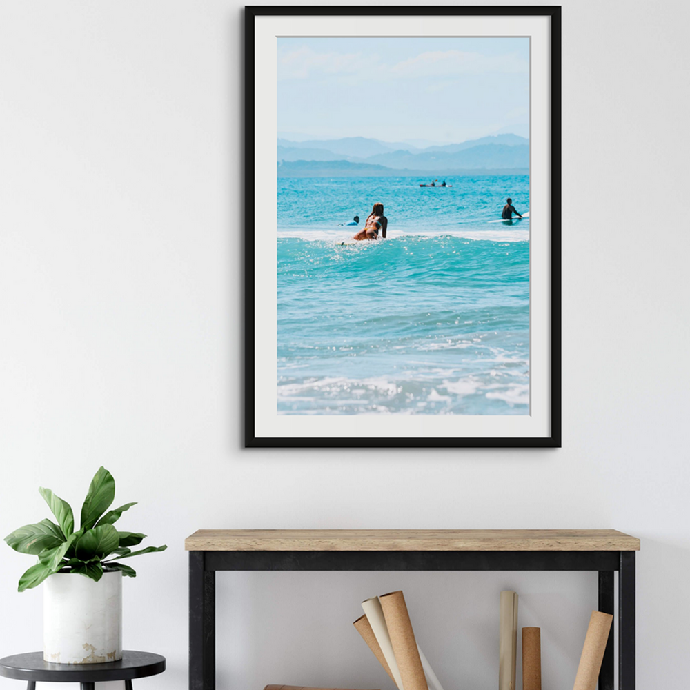 Tatiana Byron Bay Surf coastal photography wall art framed print styled in a room