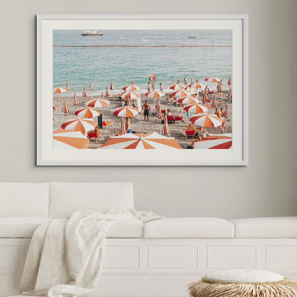That's Amore Amalfi Mediterranean wall art framed print styled in a room view 3