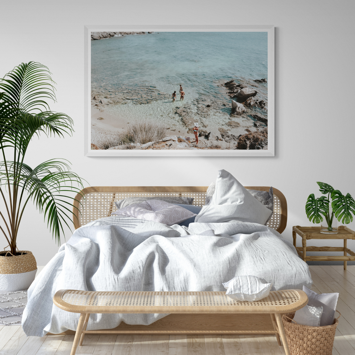 Easy On The Eyes Mykonos Greek island wall art framed print styled in a room view 3