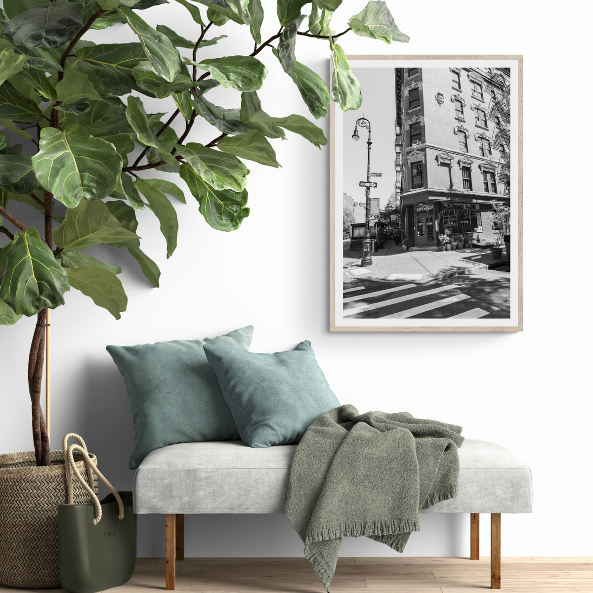 Parisian On Perry New York NYC Black & White wall art framed print styled in a room view 3