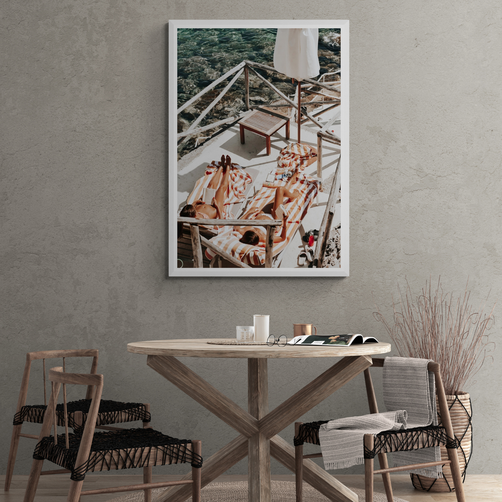 Sun Kissed Tuscany coastal Mediterranean wall art framed print styled in a room view 3