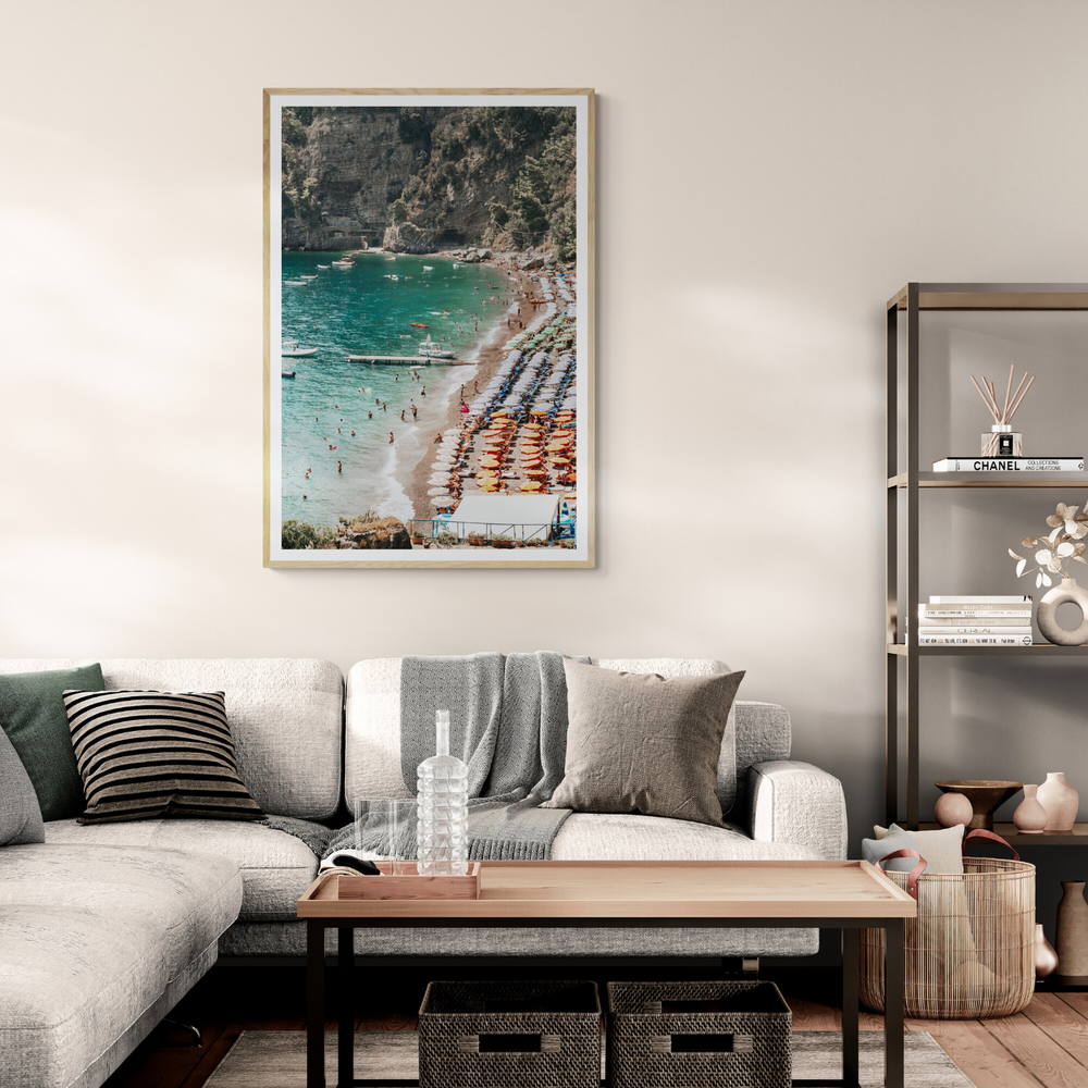 Parasol Panorama Positano art print framed print styled in a room view 3