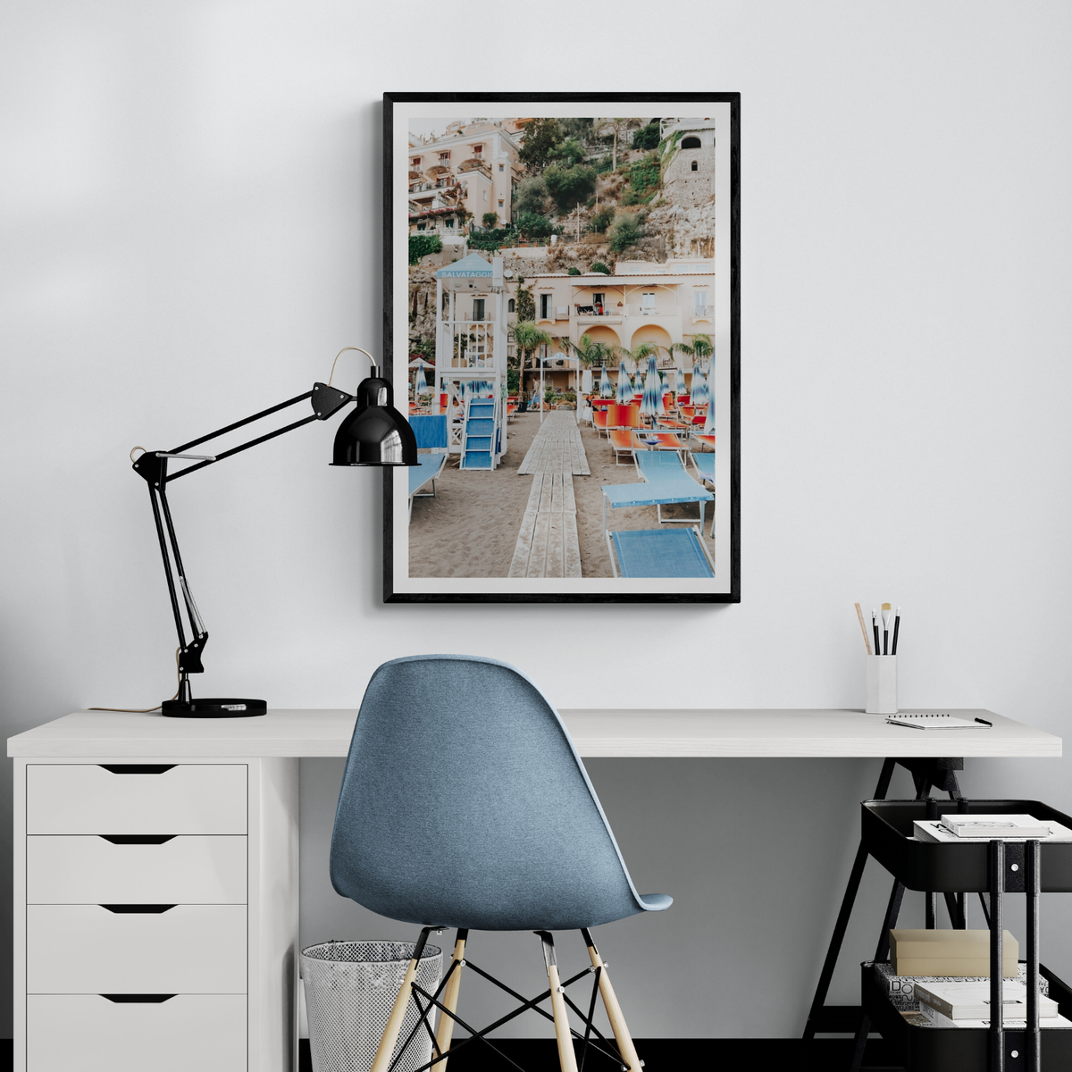 Torre Di Salvataggio Positano wall art framed print styled in a room view 3