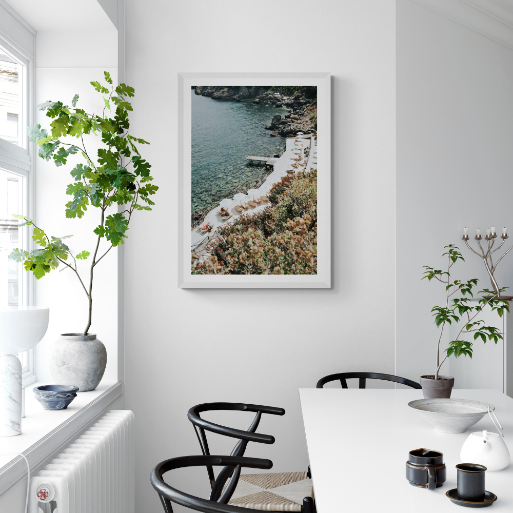 Go Beyond The Postcard Tuscany coastal wall art framed print styled in a room view 2