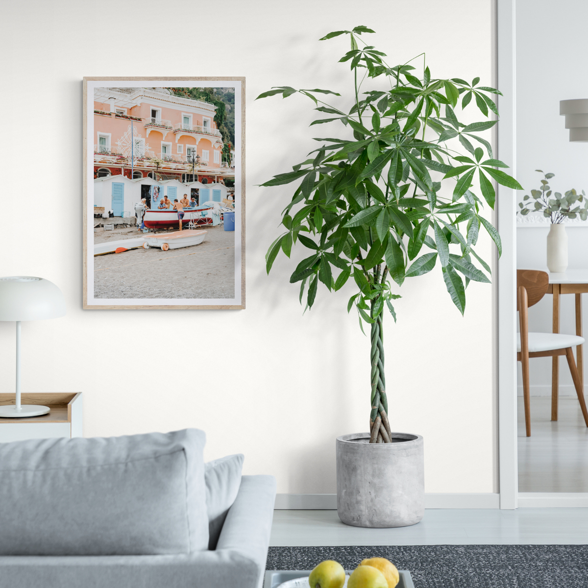 La Riunione della Mattina Positano wall art framed print styled in a room