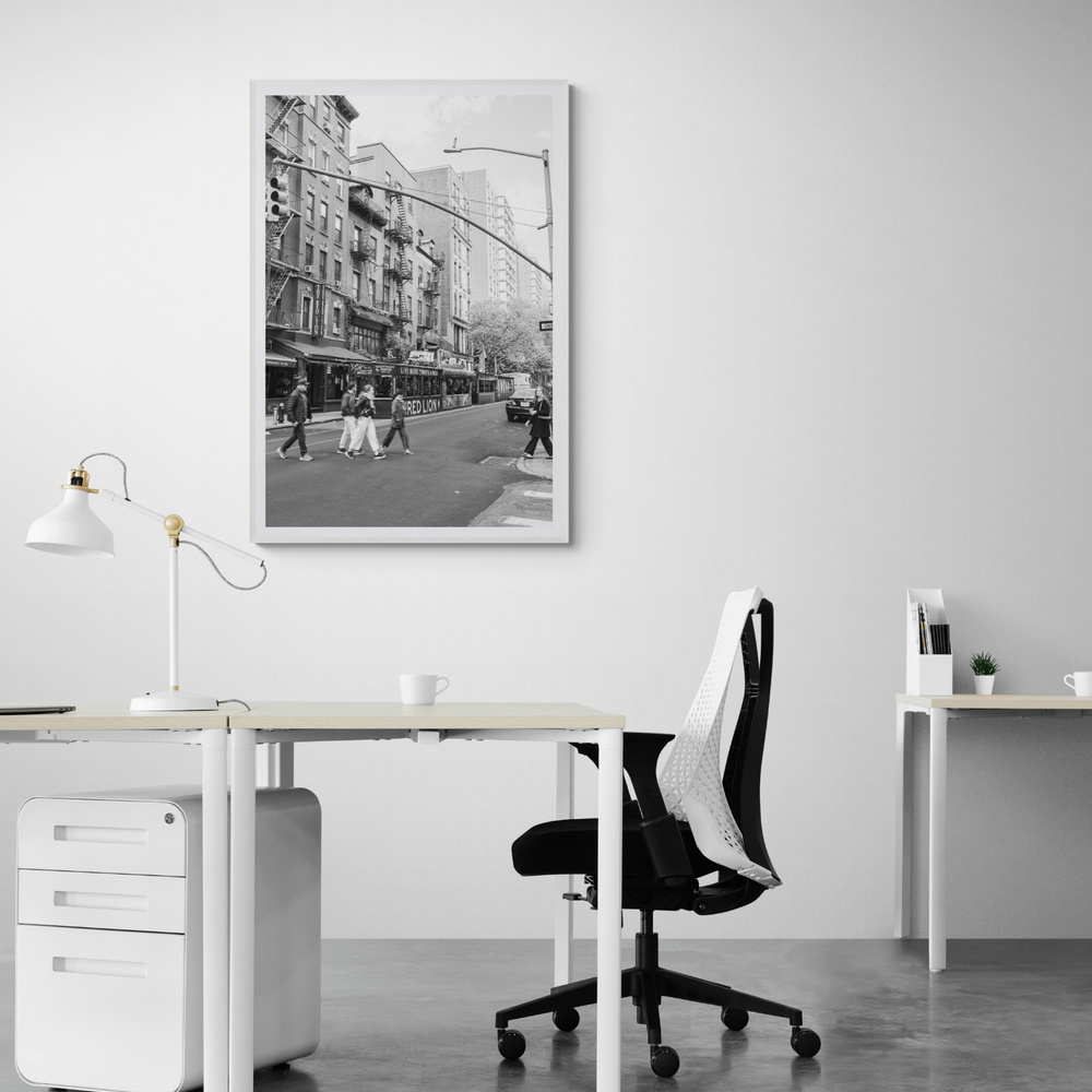 Spectral Streets New York NYC Black & White wall art framed print styled in a room view 2