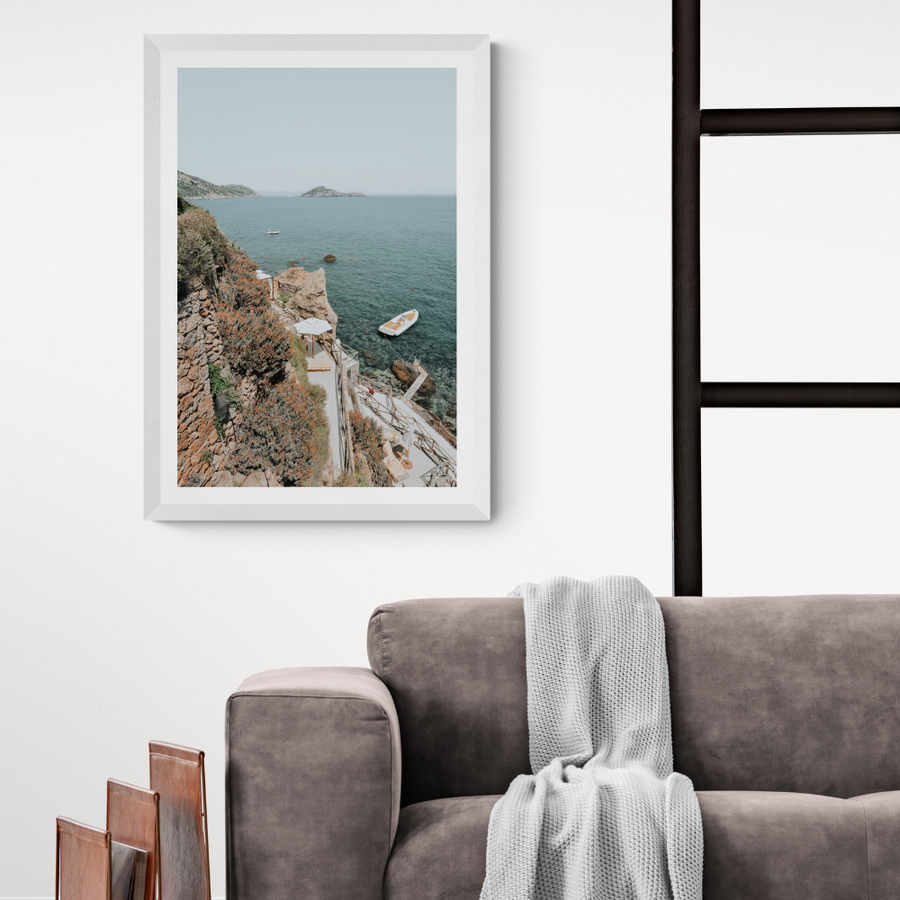 Front Row Seat Tuscany coastal wall art framed print styled in a room view 2