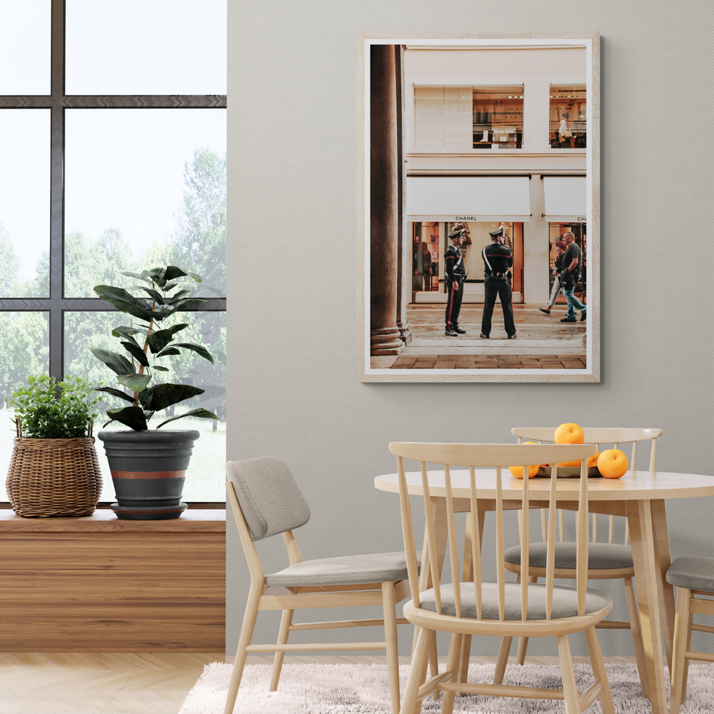 Style Police Venice Italian wall art framed print styled in a room view 2