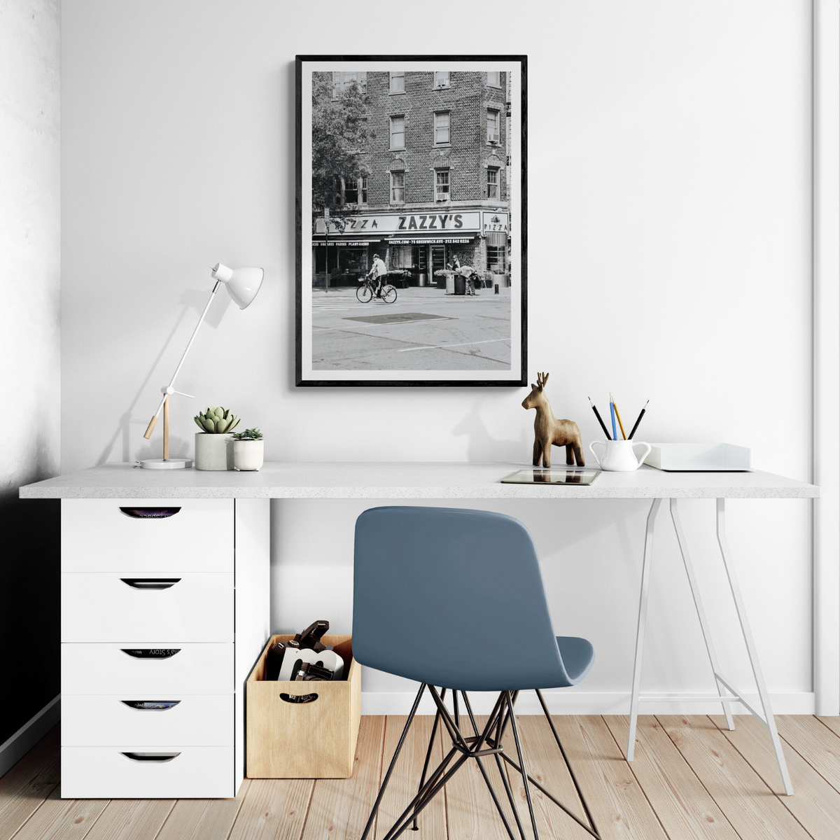Zazzy's New York NYC Black & White wall art framed print styled in a room view 3