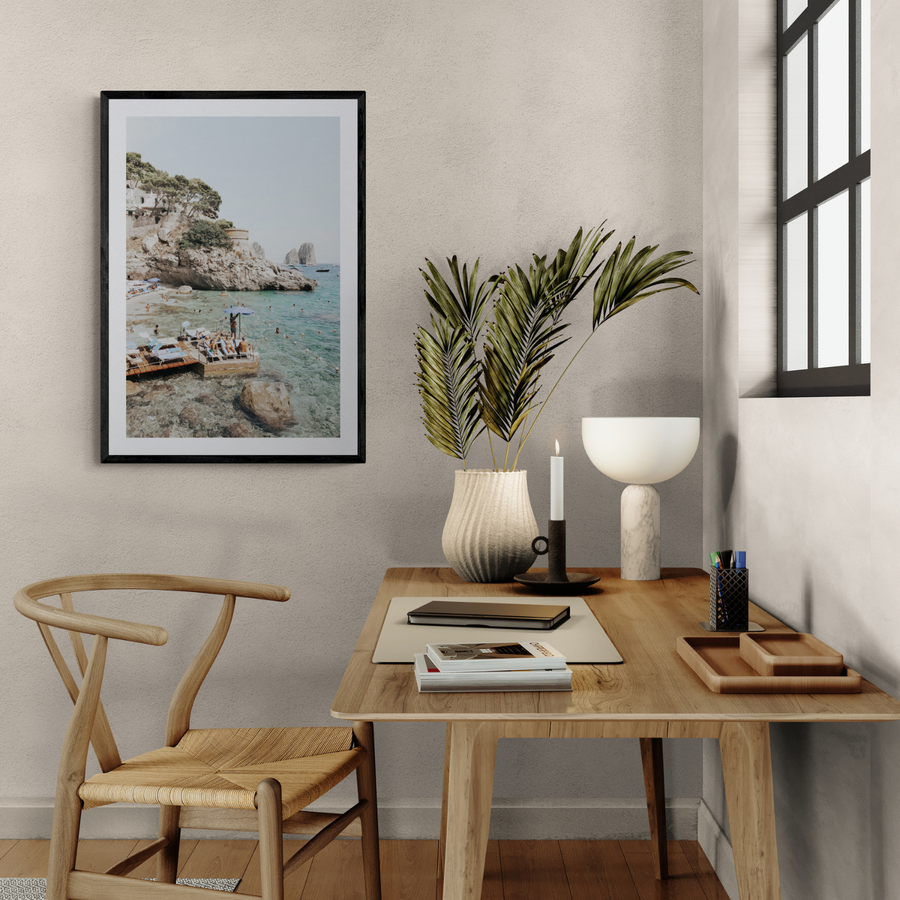 The Sweet Life Capri Mediterranean wall art framed print styled in a room view 2