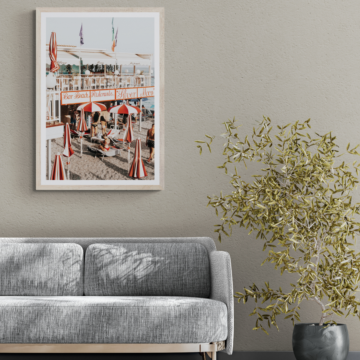 Vintage Amalfi Amalfi Mediterranean wall art framed print styled in a room