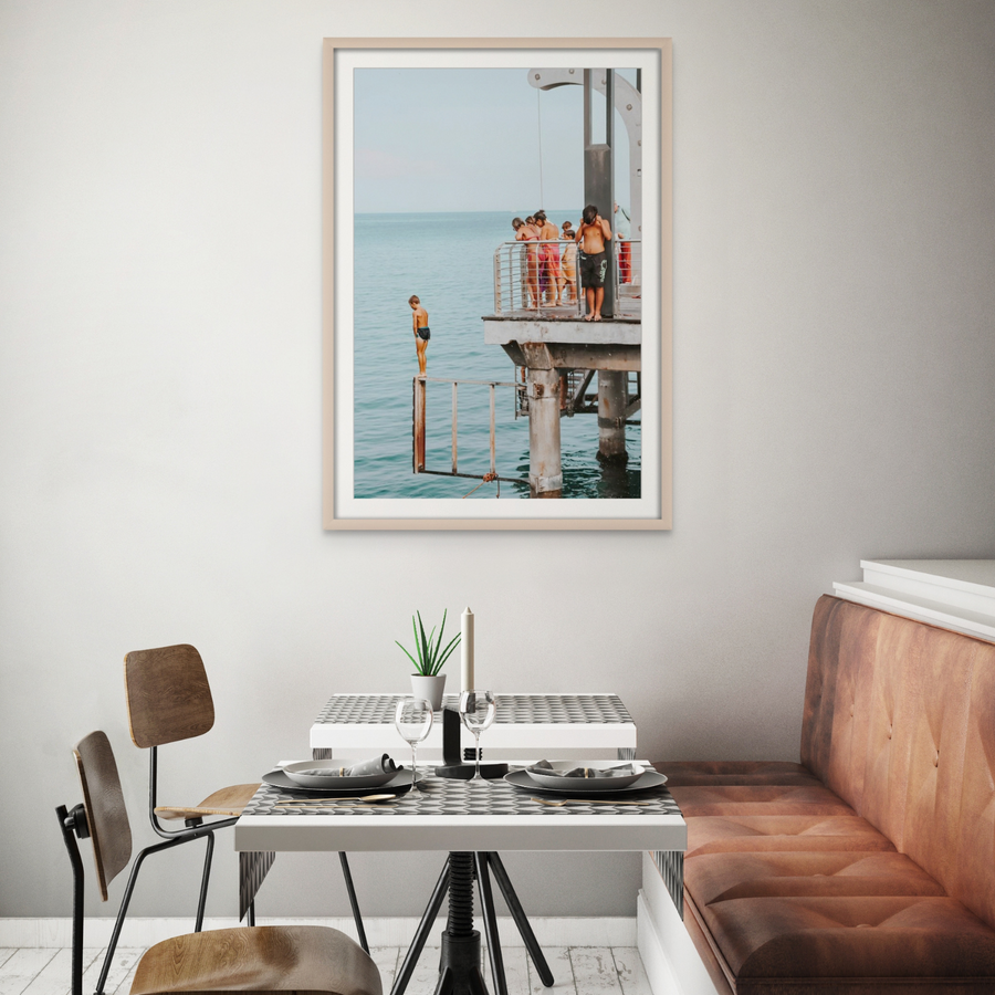 Golden Boy Alassio coastal decor wall art framed print styled in a room
