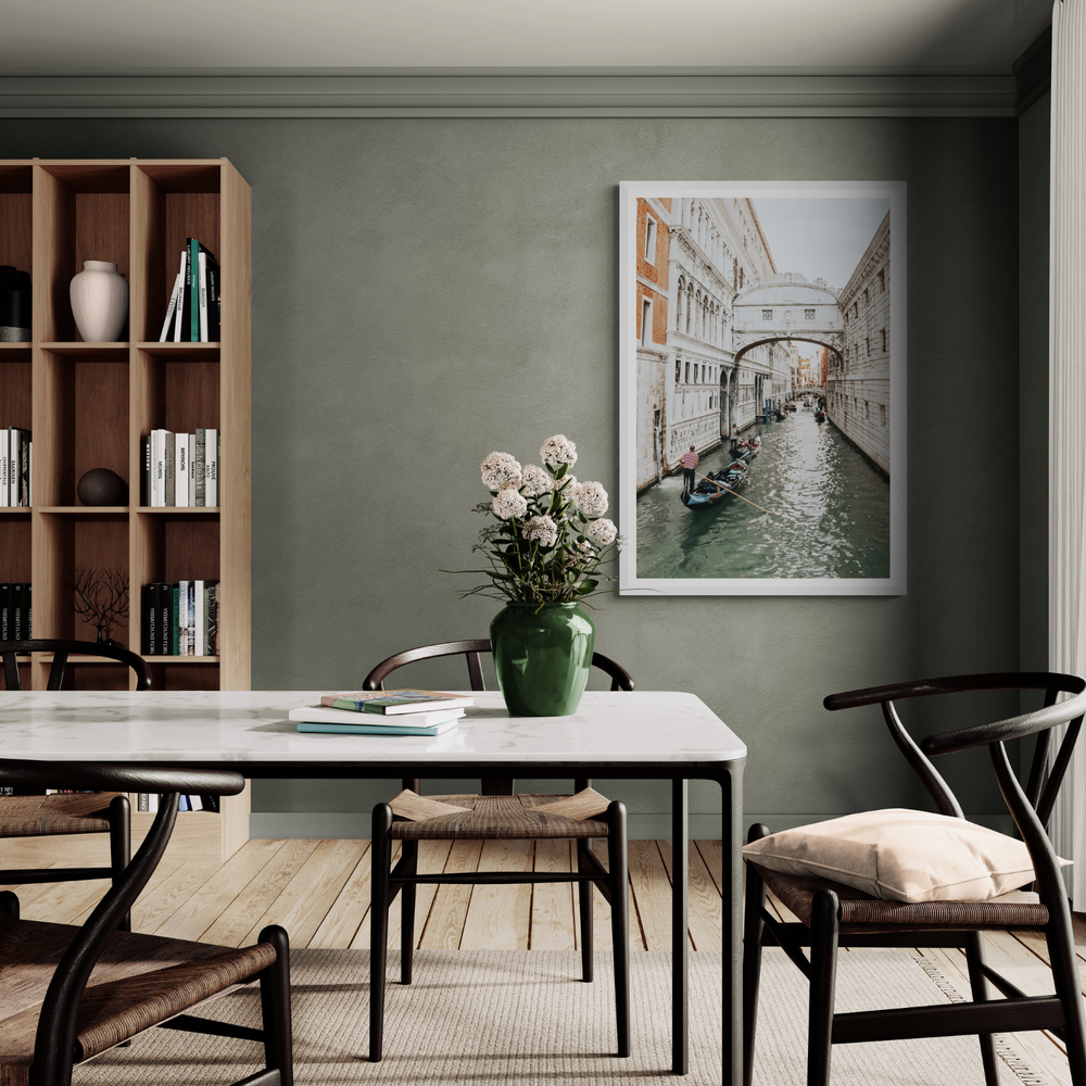 Bridge of Sighs Venice Gondola Italian wall art framed print styled in a room view 2