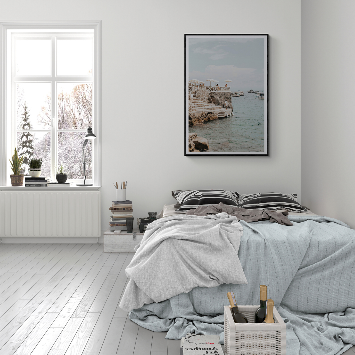 Pier Patrol Nerano wall art framed print styled in a room view 3