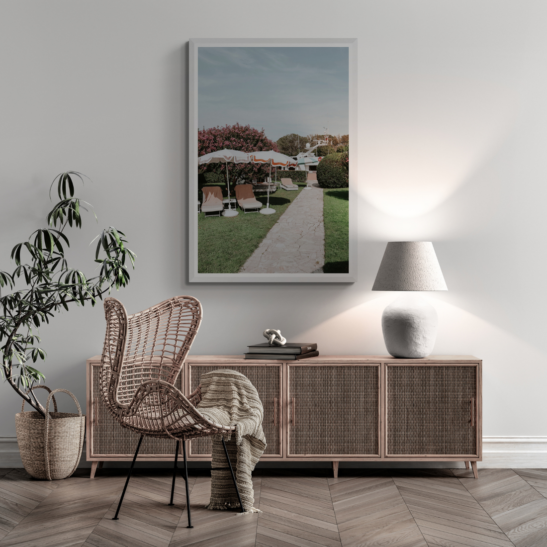 A Bellini Awaits Venice Italian wall art framed print styled in a room view 3