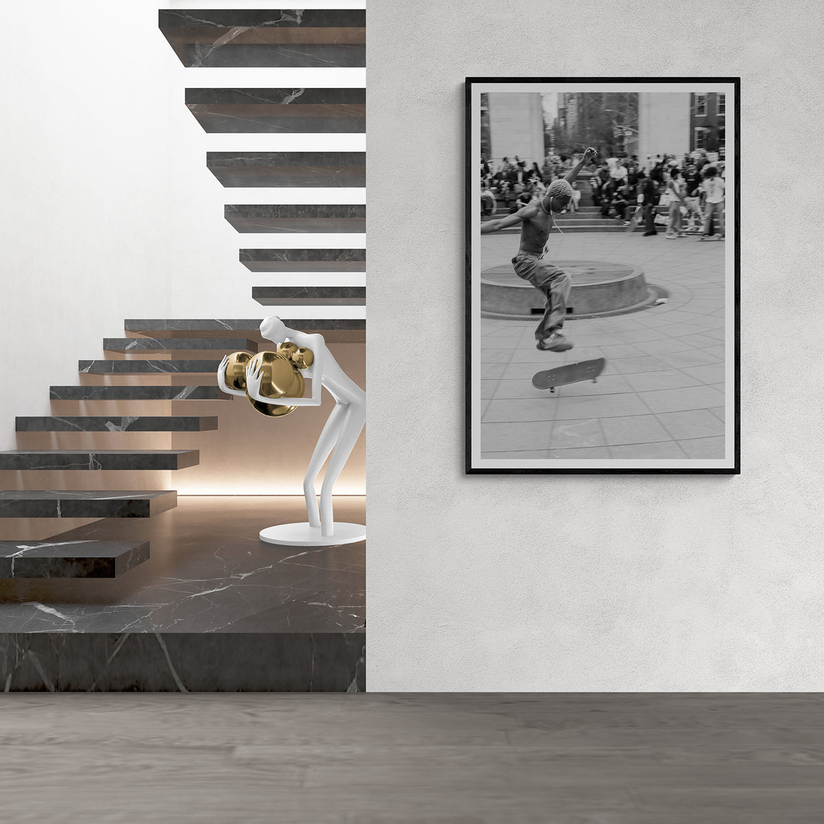 Amichi Co framed print styled in a hallway interior