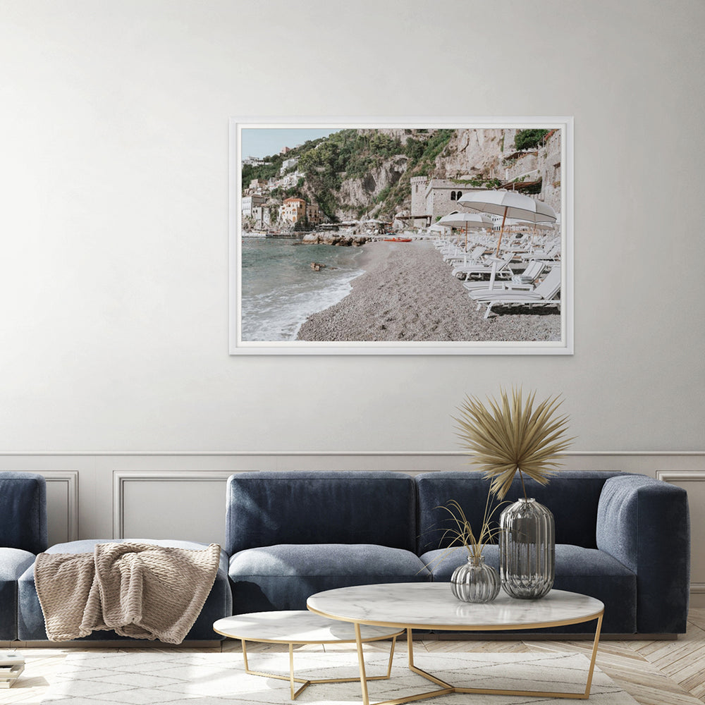 Borgo Santandrea Amalfi Coast wall art white framed print styled in a room