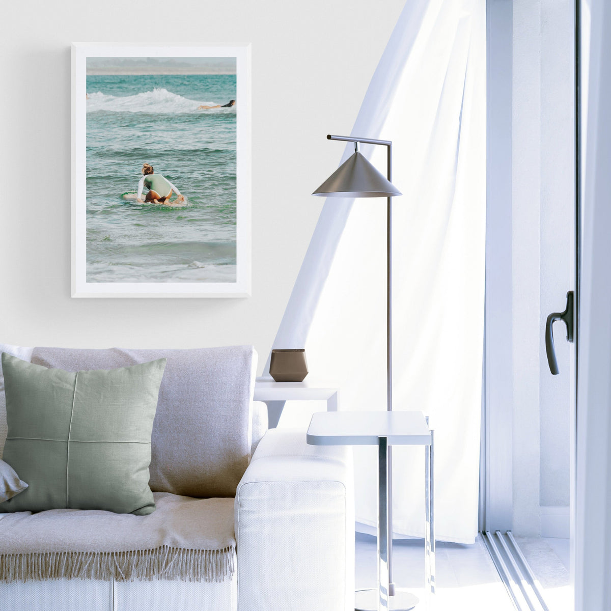 Quincy Byron Bay Surf coastal wall art styled in a room
