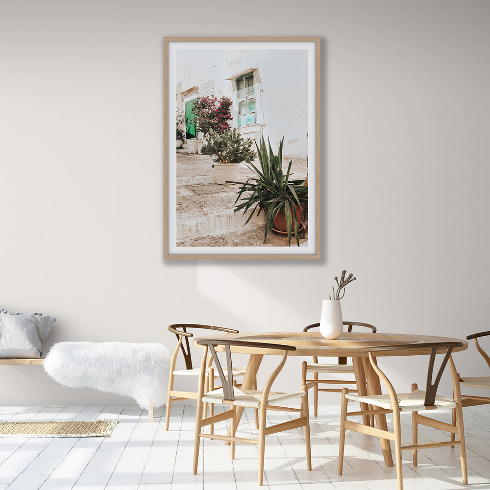 Giardino Segreto Puglia Ostuni wall art natural oak framed print styled in a room