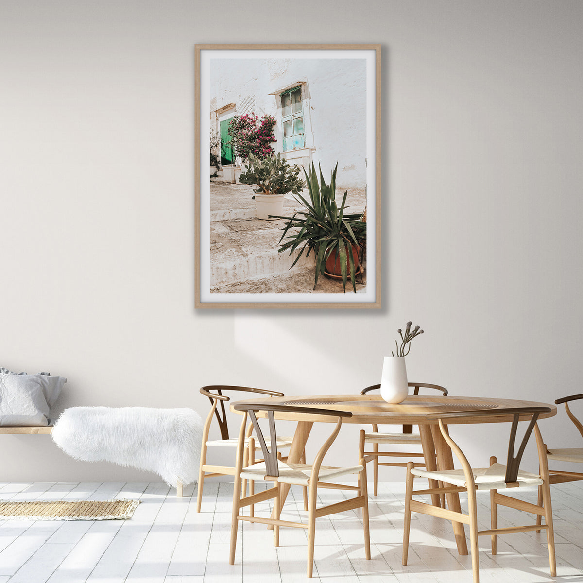 Giardino Segreto Puglia Ostuni wall art natural oak framed print styled in a room