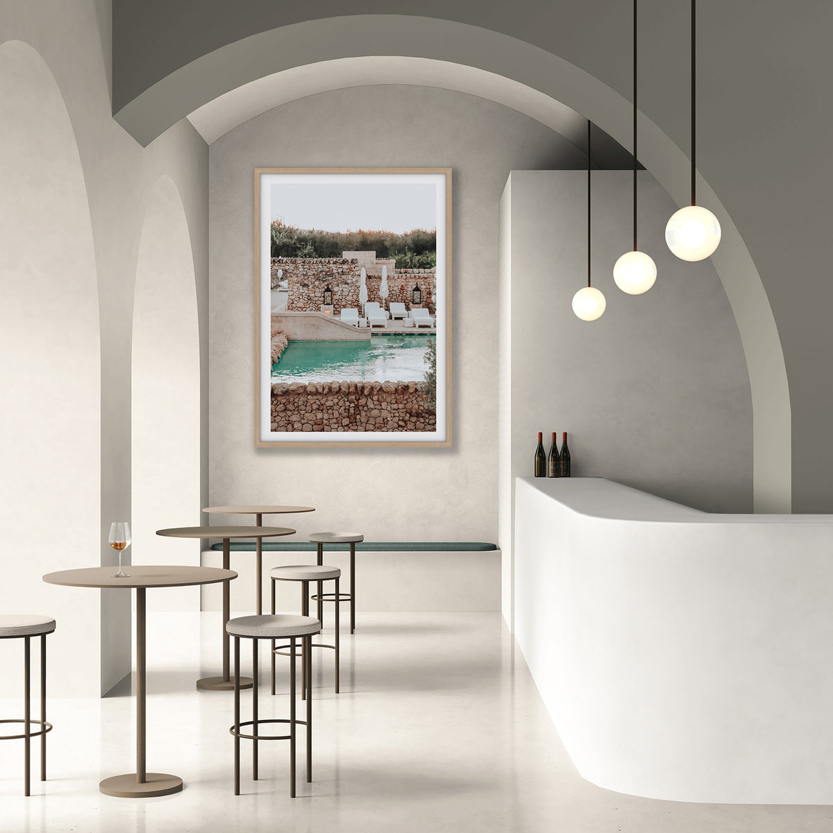 Stone Refuge Puglia wall art natural oak framed print styled in a room