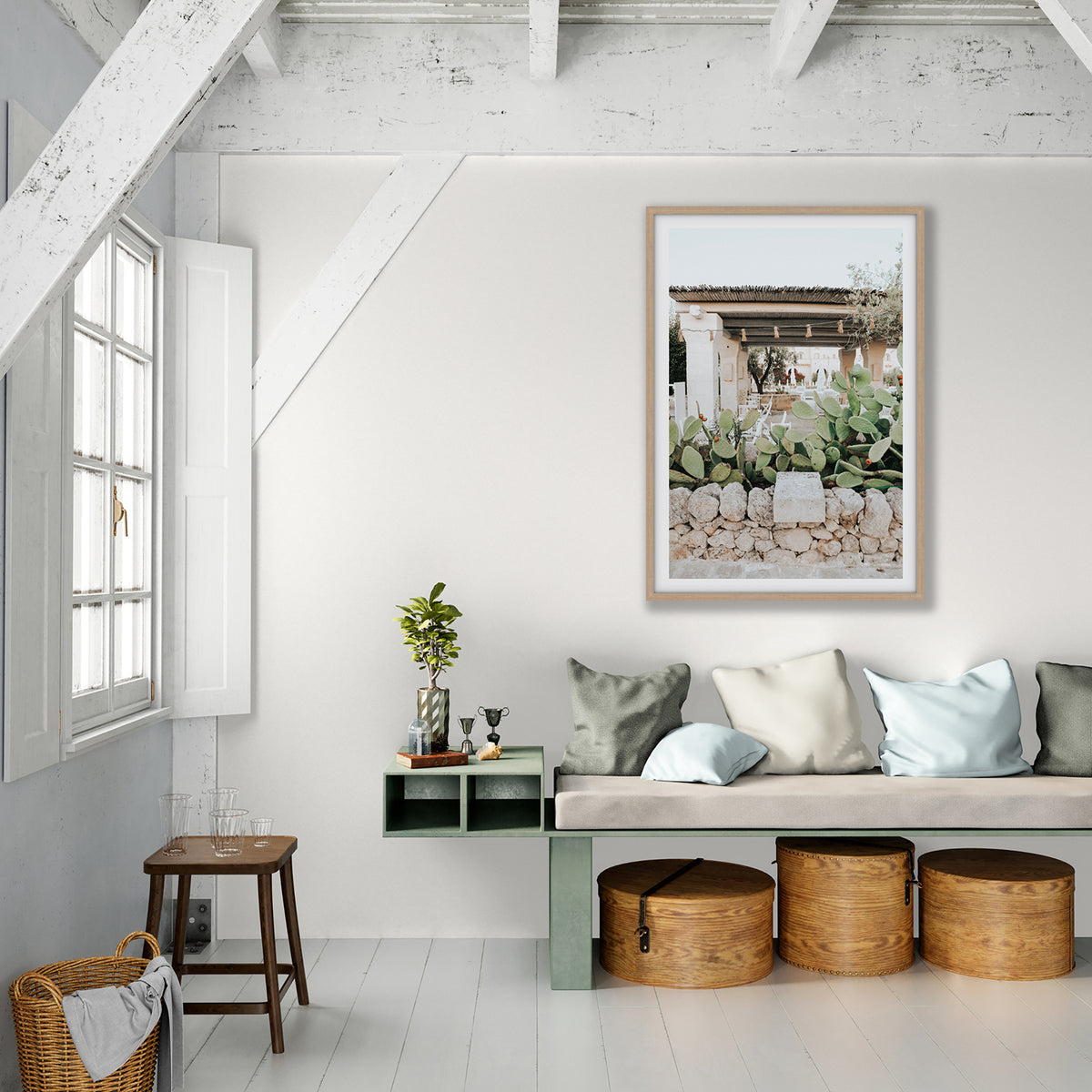 Puglia Flora Puglia Borgo Egnazia Mediterranean wall art natural oak framed print styled in a room