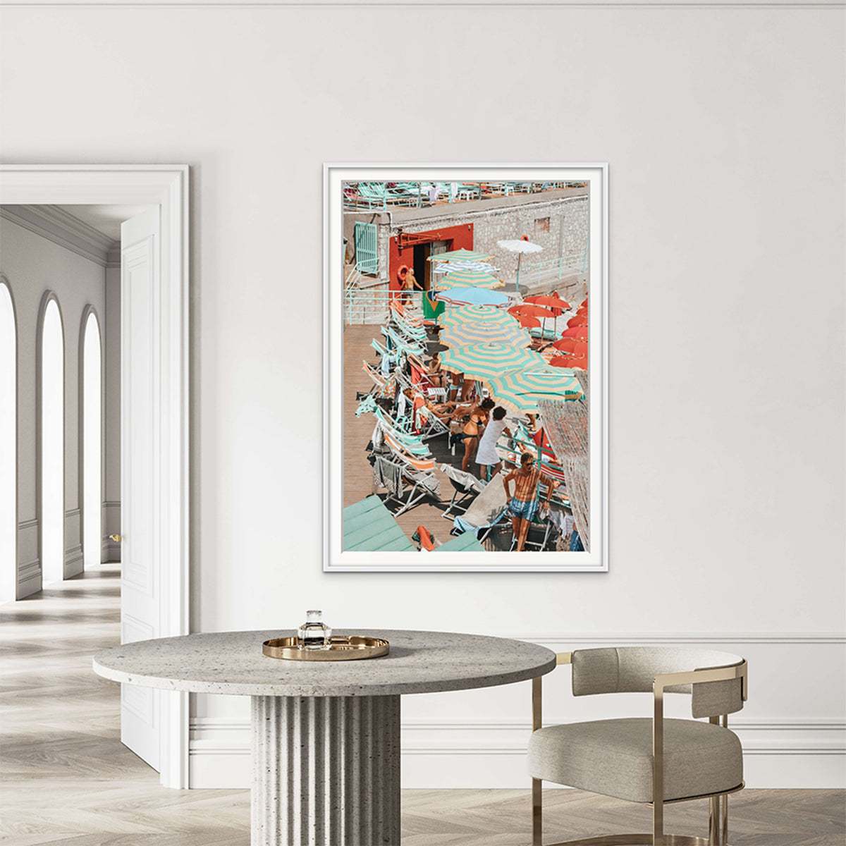Colourful Canopy framed wall art print styled in a commercial setting
