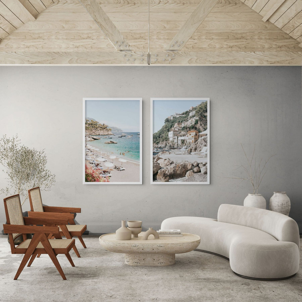 Seaview Refuge + Dolce Coast artworks styled together in a room