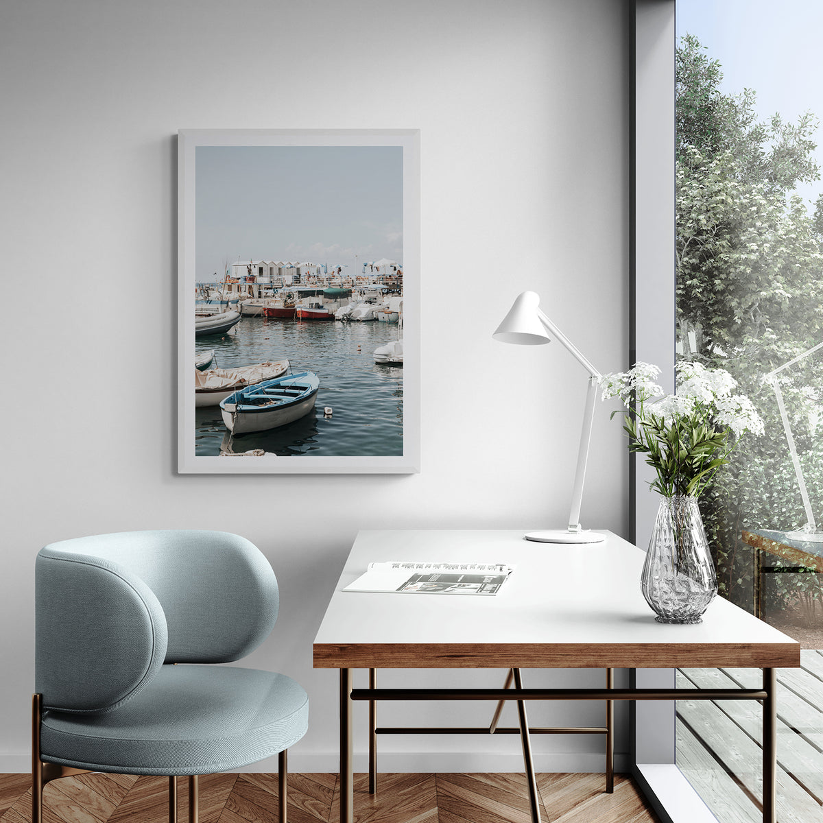 Harbour Hues framed wall art print styled in a home office interior