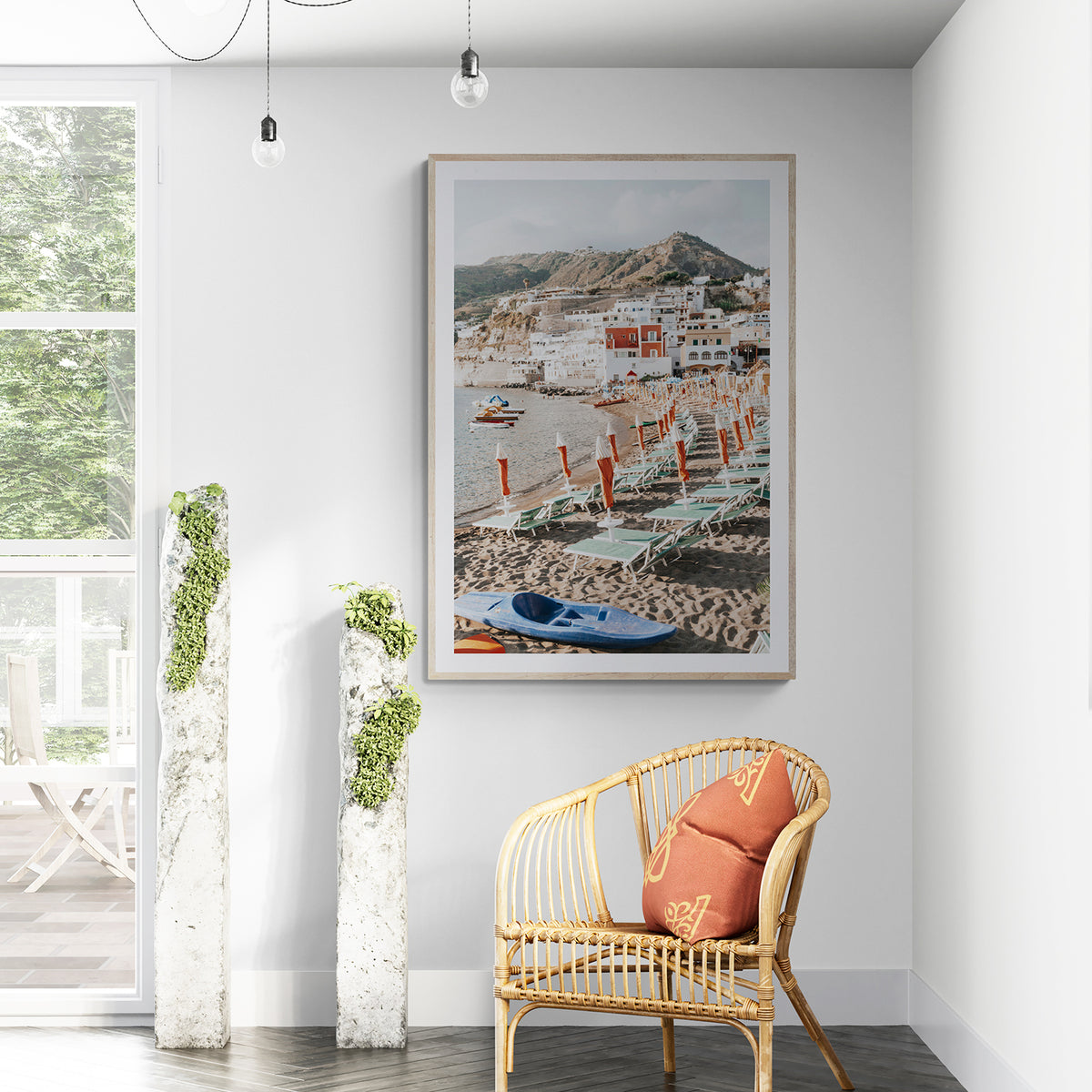 L’Isola del Paradiso framed wall art print styled in a hallway interior