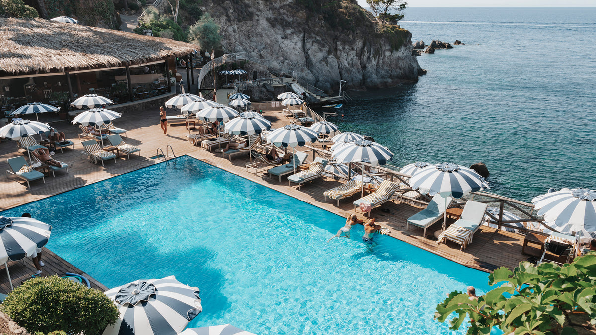 Oceanview, showing a cliffside pool above the Mediterranean in Ischia