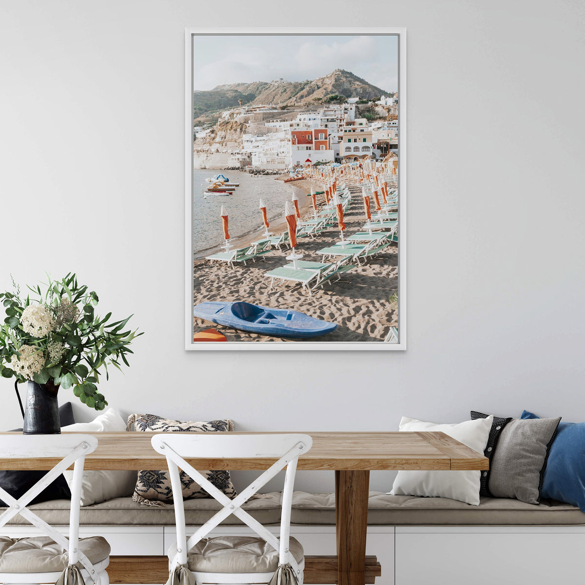 L’Isola del Paradiso framed wall art print styled in a dining room interior