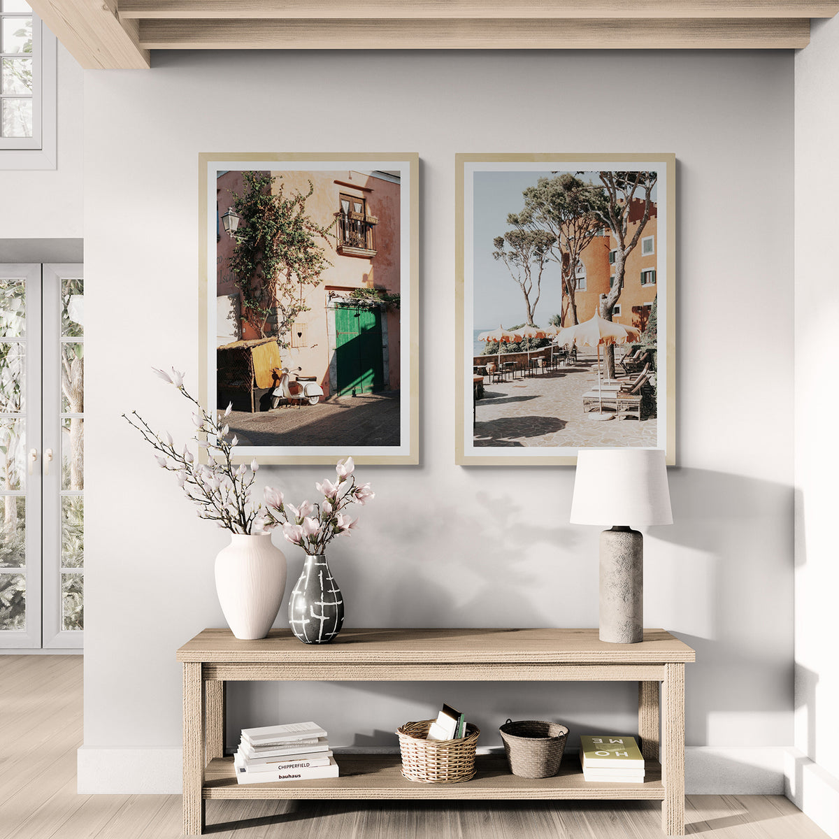 Mezzatorre + La Casa print set styled in a room