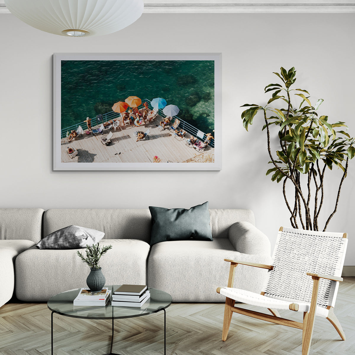 Il Dolce Far Niente Sorrento coastal wall art white framed print styled in a room view 2