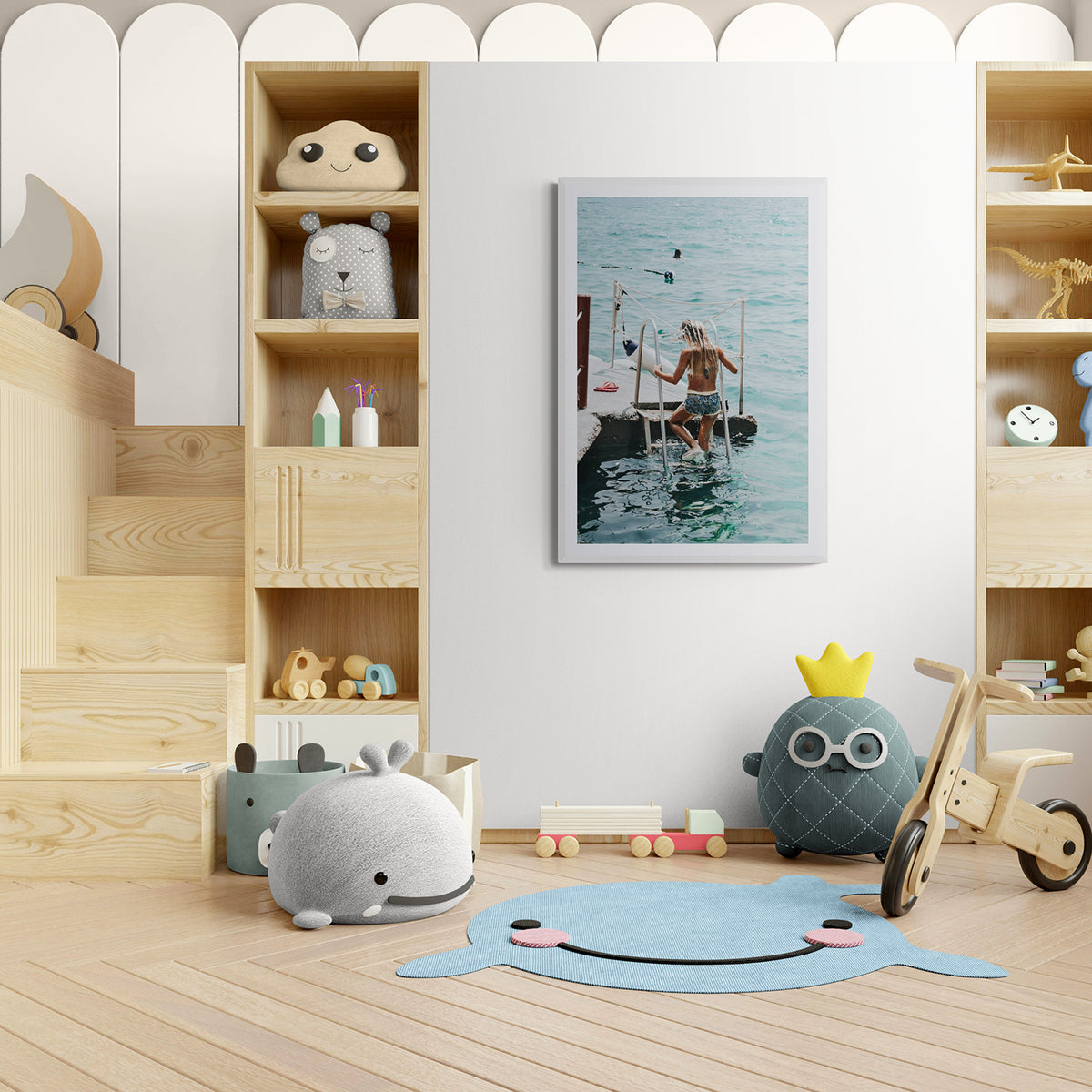 Little Mermaid framed wall art print styled in a kids room interior