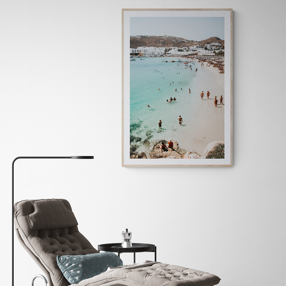 Breathe In The Salty Air Mykonos Greek island wall art styled in a room