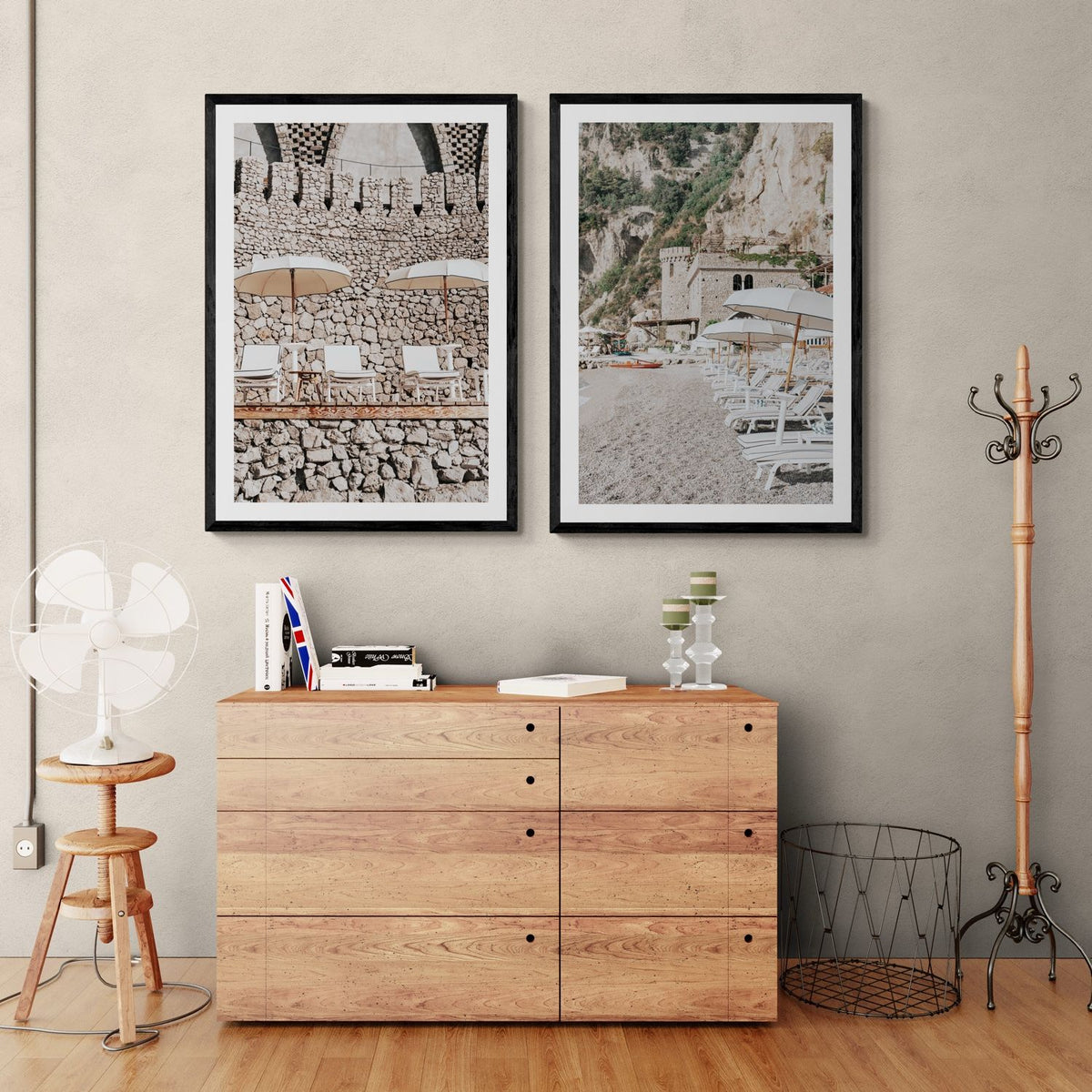 Pietra Amalfitana + La Villeggiatura artworks styled together in a room
