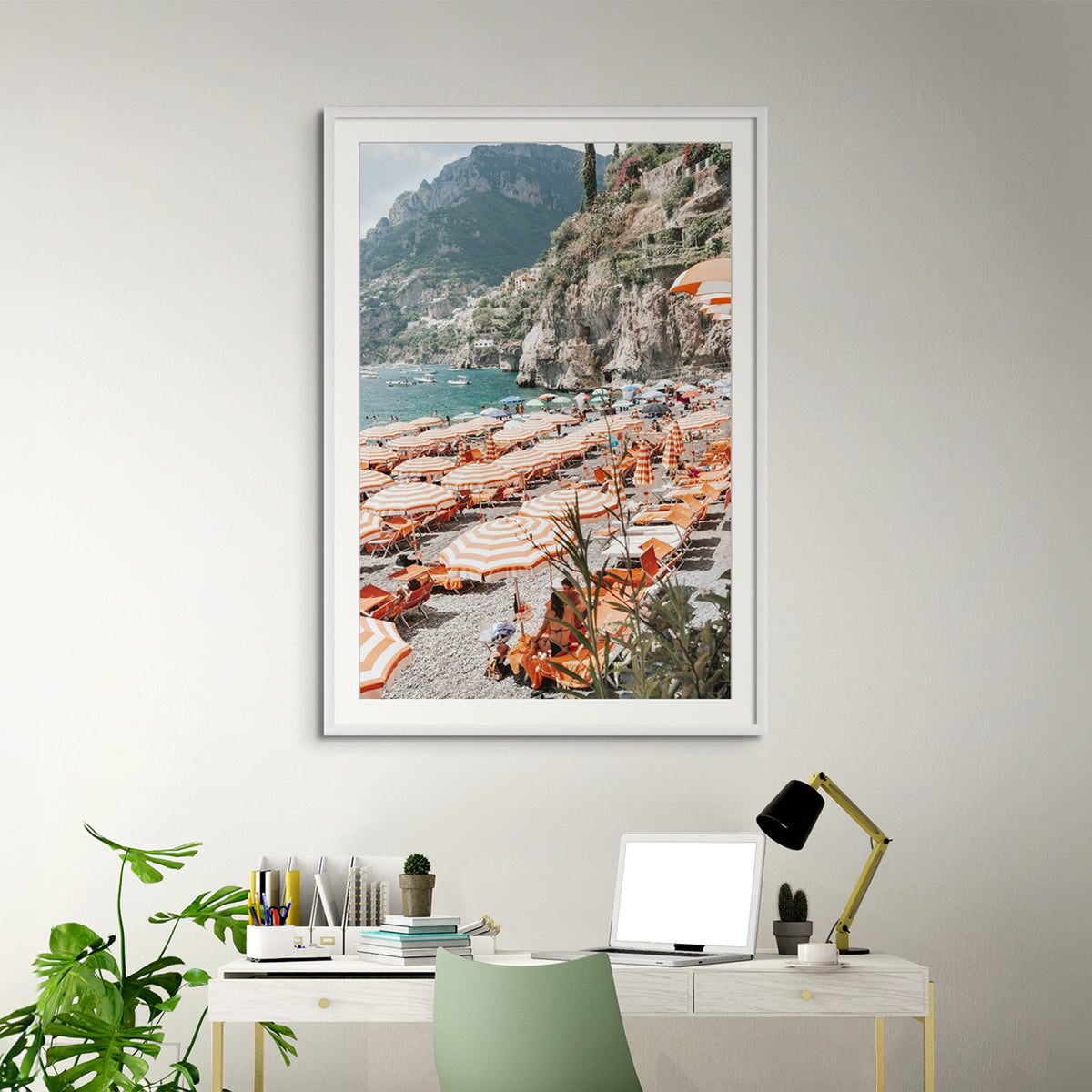 Bagni d’Arienzo framed wall art print styled in a home office interior
