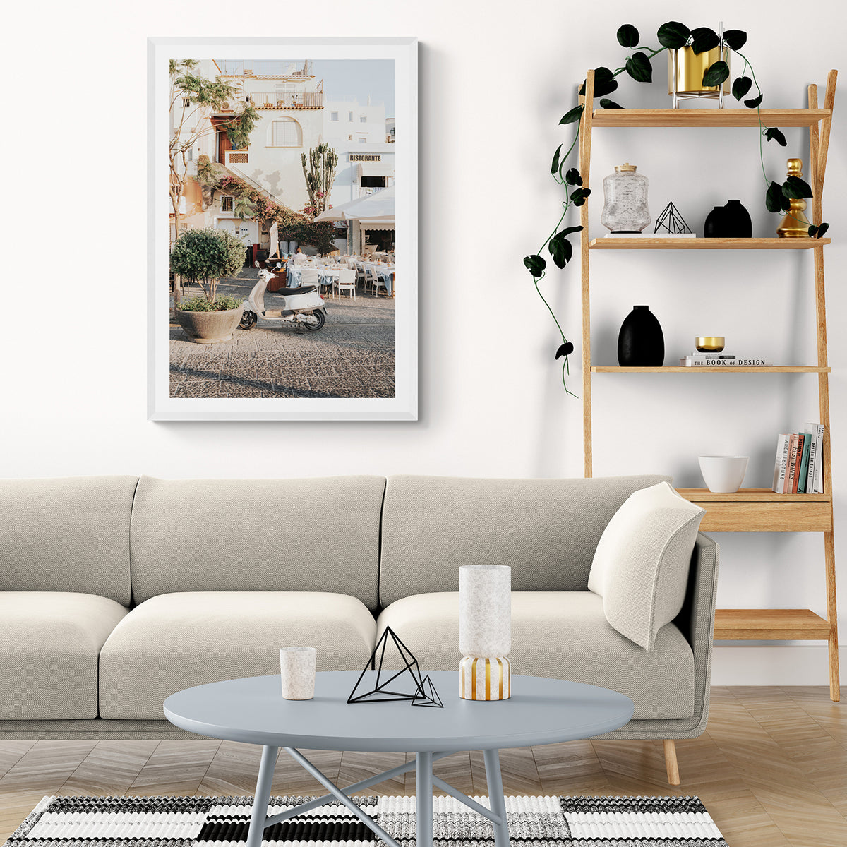 Ristorante Italian Mediterranean decor wall art white framed print styled in a room view 2