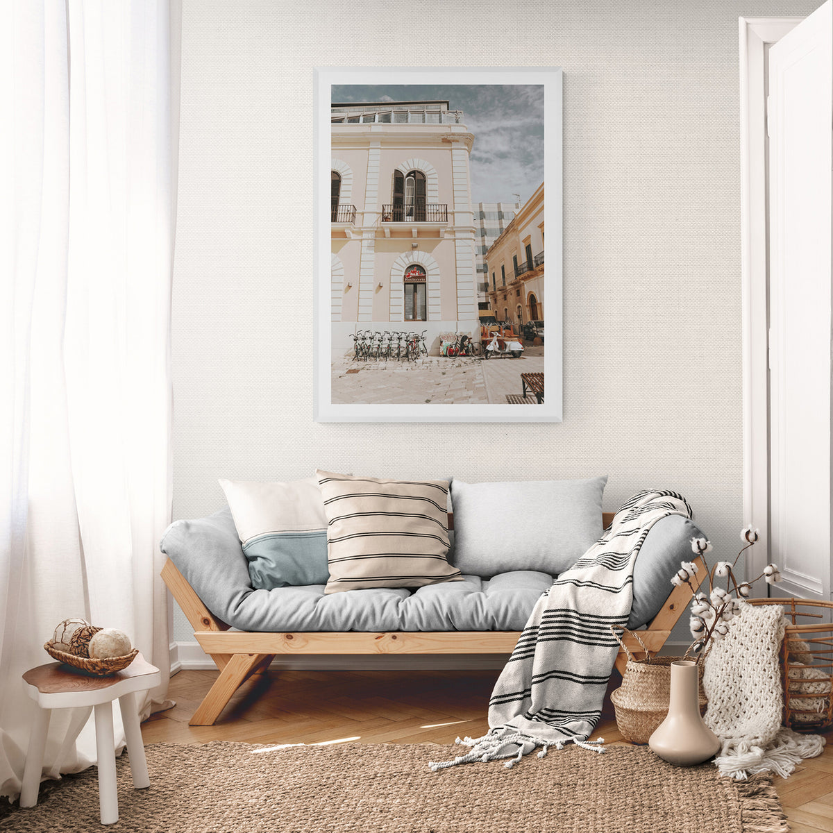 Rosticceria Puglia Italian wall art white framed print styled in a room