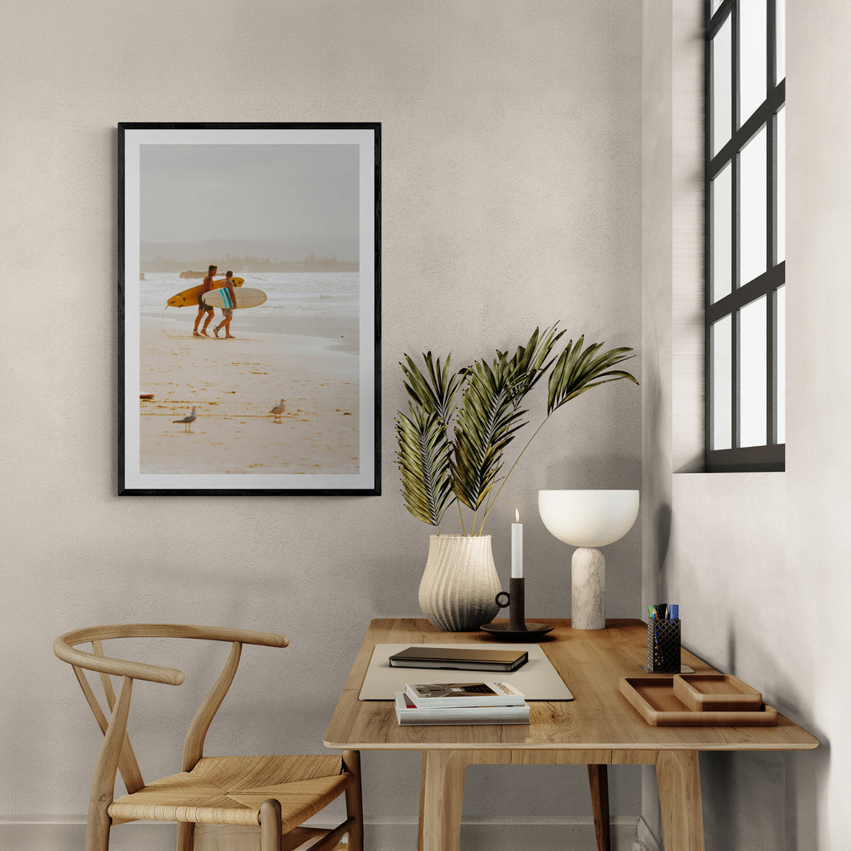 Shane & Benji framed wall art print styled in a home office interior