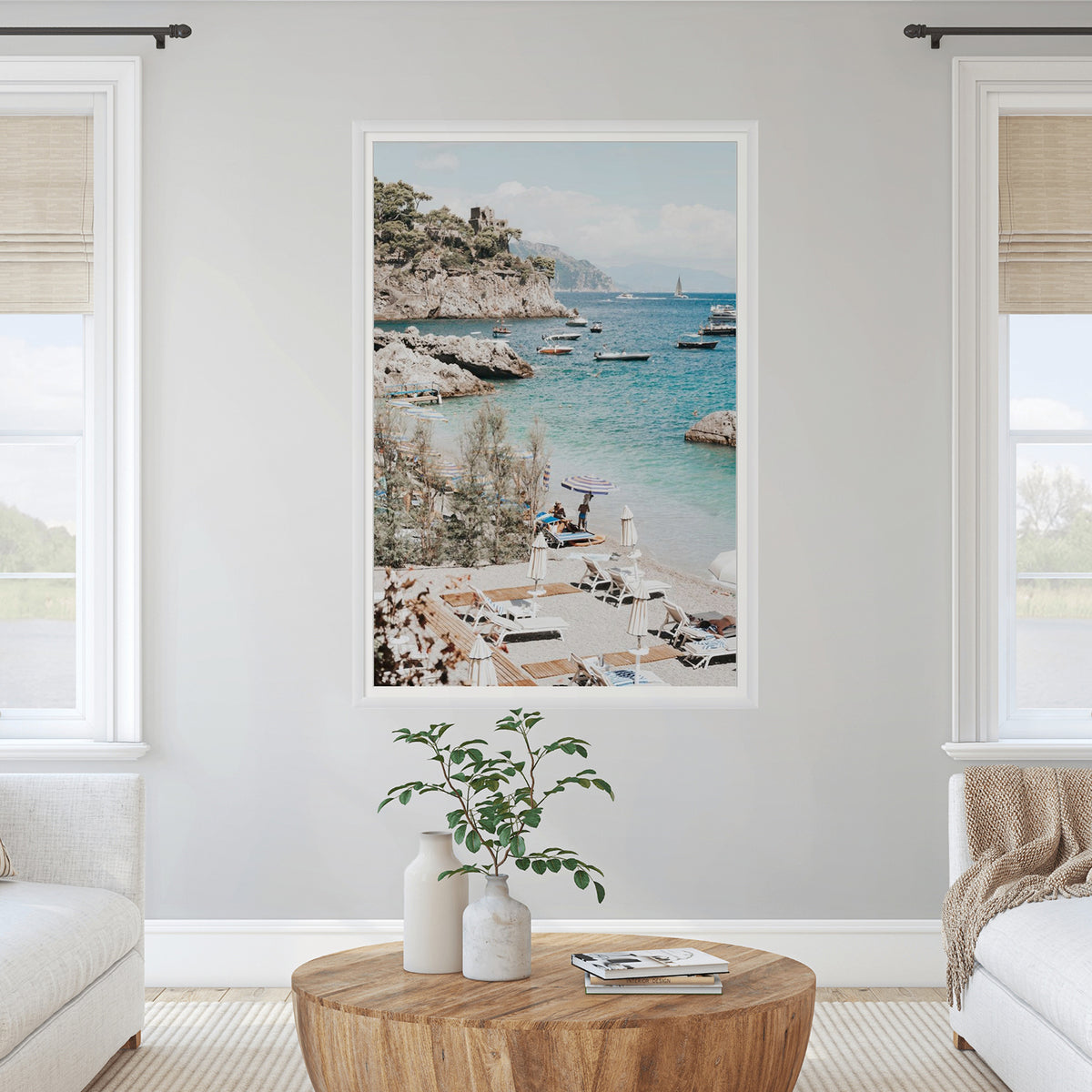 Sizzling Summer Days framed wall art print styled in a living room interior