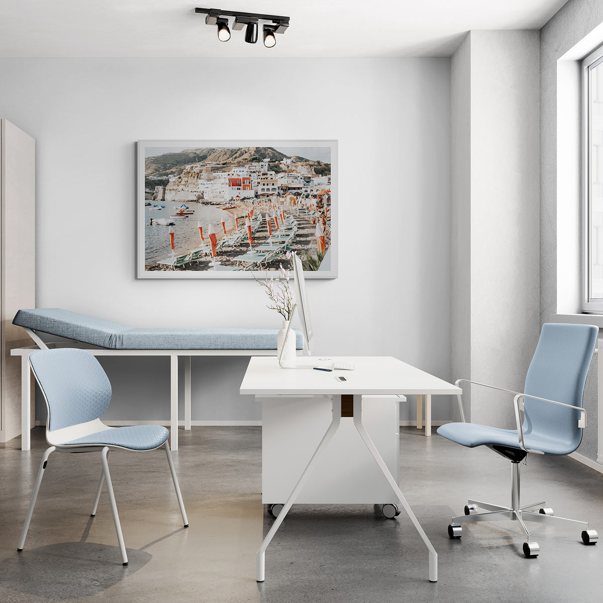 Sole Estivo framed wall art print styled in a commercial setting