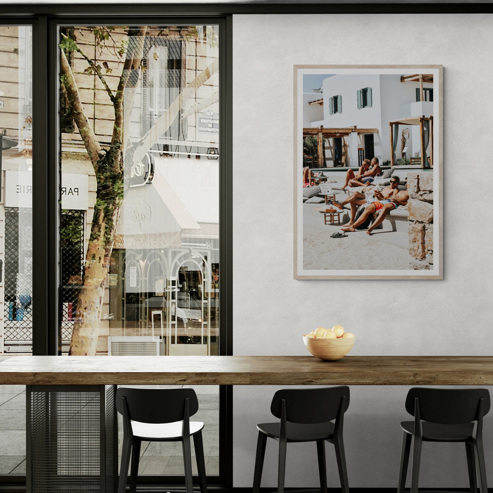 Style That Sizzles Mykonos Greek island wall art styled in a room