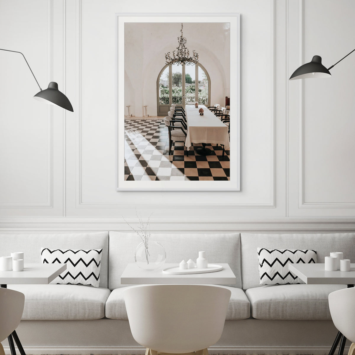 Sunbeam Feast Puglia Wall Italian fine art print white framed print styled in a room
