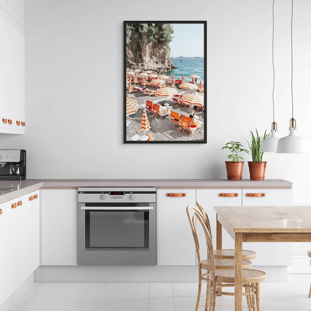 Tangerine Dream Italian Mediterranean decor wall art black framed print styled in a room