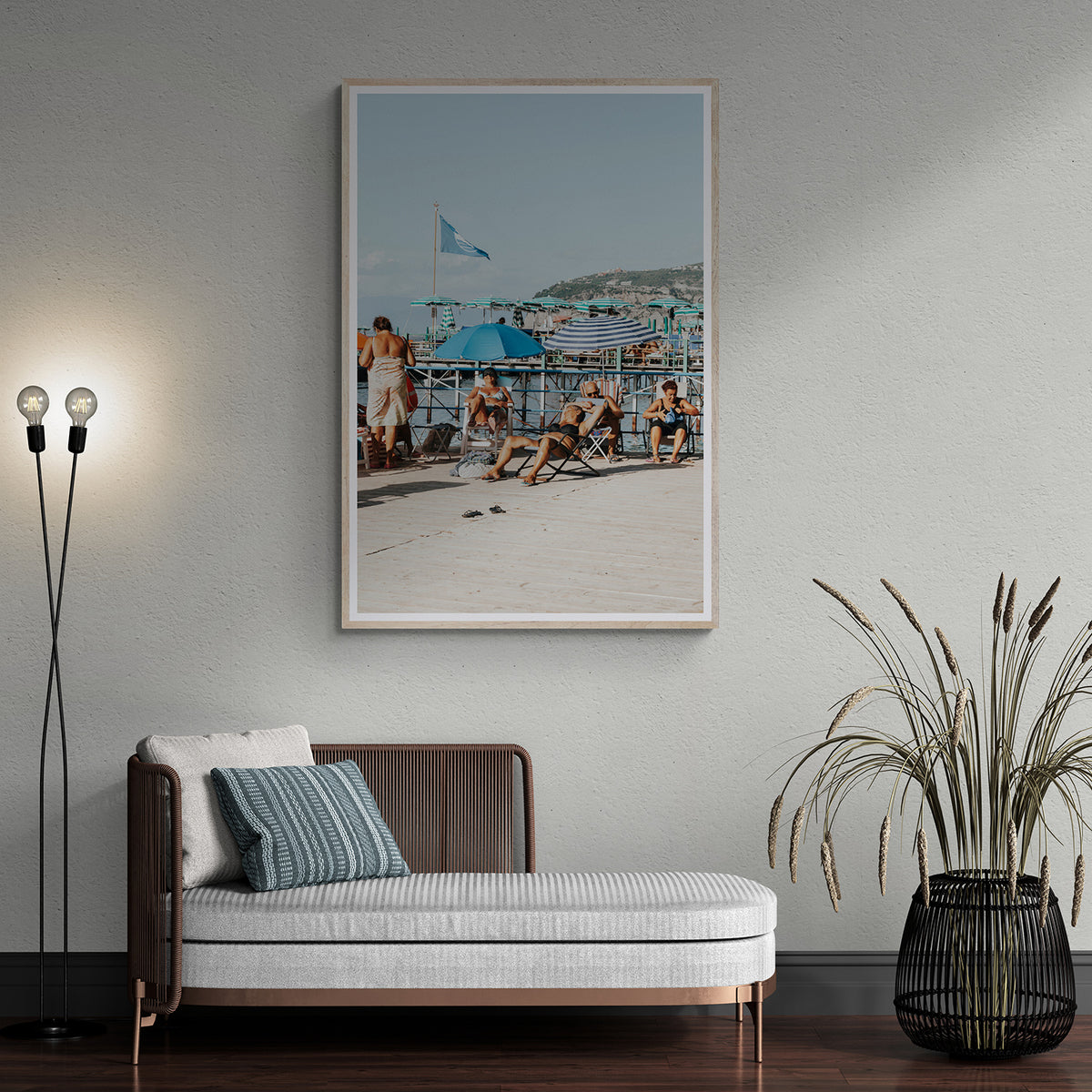 The Golden Years framed wall art print styled in a hallway interior