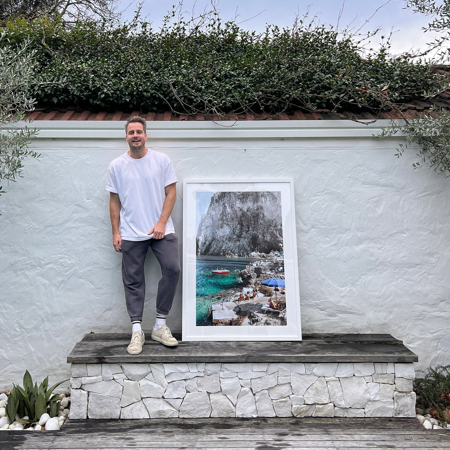 Tranquility, Capri Italy fine art photography print by Amichi Co, styled in a collector’s home